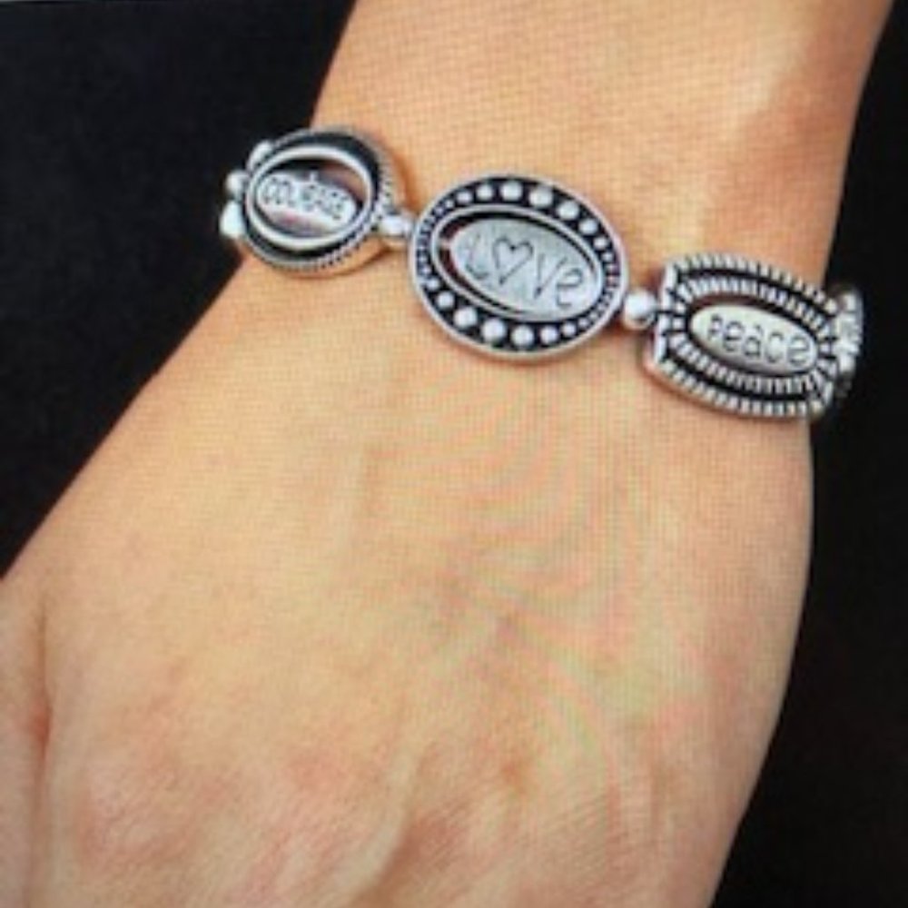 Silver Inspire Me Word Bead Bracelet-Reversible-NWOT